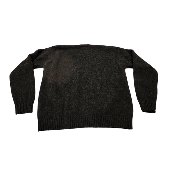 Heather & Tweed Mens V-neck Wool Pullover Sweater, Gray Red, L - Picture 2 of 7